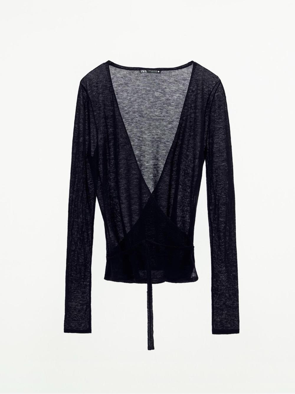 ⚫️ ZARA Cross-Over Tie Wool Cardigan